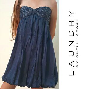 New Laundry by Shelli Segal 100% Silk Navy Dress